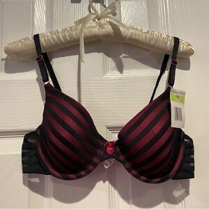 Maidenform t-shirt bra 36B style 07903 sexy sheer black pink